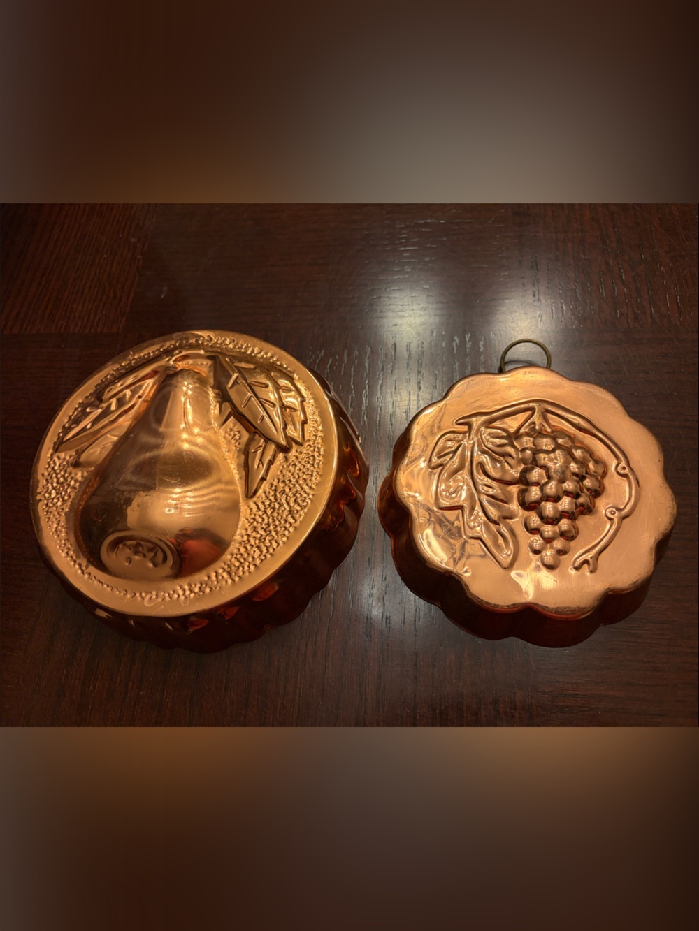 Vintage Copper Molds with Fruit Design - Pear & Grapes
